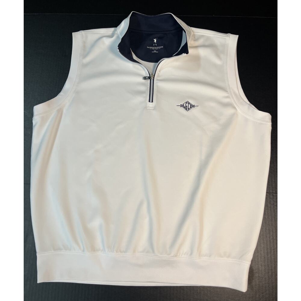 Fairway Greene White Pullover Quarter Zip White Golf Vest Men’s XXL LGCC Logo